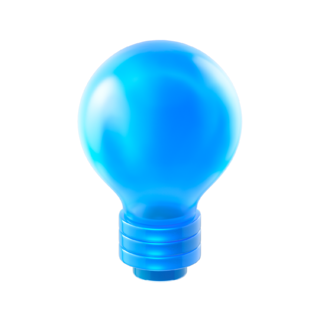 Microilustración de bombilla azul.
