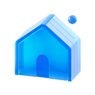 Microilustración de casa azul.