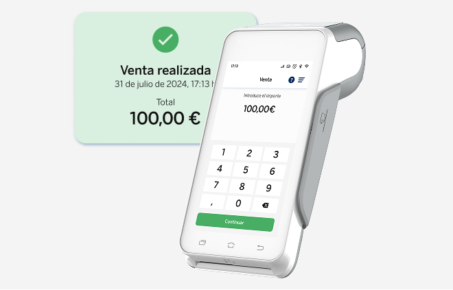 Wipöp TPV mostrando en pantalla una venta realizada con éxito.